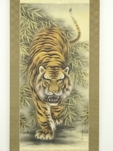 6787207: JAPANESE HANGING SCROLL / HAND PAINTED / WILD TIGER | eBay